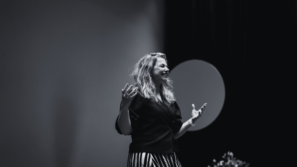 Frances on stage